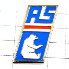 ピンバッジ・シロクマ白熊アルファベットASブルー青い文字