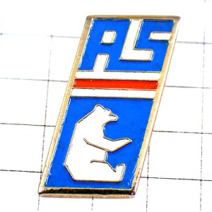 ピンバッジ・シロクマ白熊アルファベットASブルー青い文字