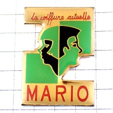 ピンバッジ・カットモデル２人の横顔マリオ美容師