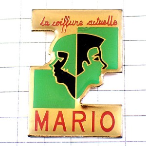 ピンバッジ・カットモデル２人の横顔マリオ美容師