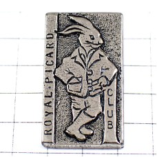 ピンバッジ・ロイヤルピカール洋服ブランド兎ウサギ長靴ジャケット銀色シルバー