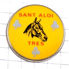 ピンバッジ・黒馬うま三つ葉のクローバー SANT-ALOI-TRES