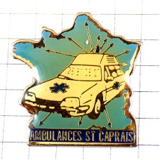 ピンバッジ・救急車とフランス青い地図型ブルー CITROEN-XM CAPRAIS AMBULANCE FRANCE MAP