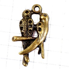 ピンバッジ・小鳥たちブロンズ色アンティーク真鍮色