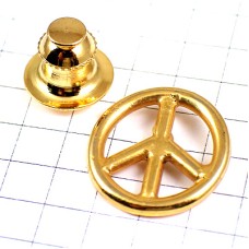 ピンバッジ・ピースマーク金色ゴールド平和 PEACE