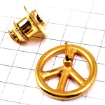 ピンバッジ・ピースマーク金色ゴールド平和 PEACE