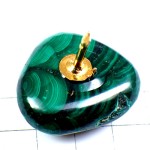 ピンバッジ・グリーン孔雀石マラカイト天然石