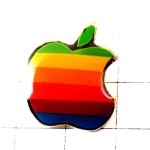 ピンバッジ・アップル虹色林檎マッキントッシュコンピュータ機 APPLE COMPUTER USA