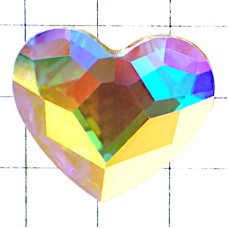 ピンバッジ・スワロフスキーハート型クリスタルABオーロラ虹色