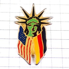 ピンバッジ・自由の女神と星条旗アメリカ/USAとドイツの国旗 STATUE-OF-LIBERTY NEW-YORK USA GERMANY FLAG