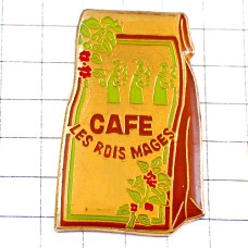 ピンバッジ・コーヒー珈琲の袋三人の賢者クリスマス東方三博士 CAFES-LES-ROIS-MAGES FRANCE