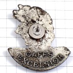 ピンバッジ・コーヒー珈琲を飲む女の子シルバー銀色