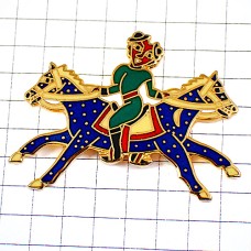 ピンバッジ・双頭の馬に乗る馬クロードサンドス絵画スイス CLAUDE-SANDOZ SWISS