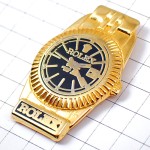 ピンバッジ・ロレックス金色の腕時計ゴールド黒い文字盤スイス ROLEX WATCH SWISS