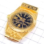 ピンバッジ・ロレックス金色の腕時計ゴールド黒い文字盤スイス ROLEX WATCH SWISS