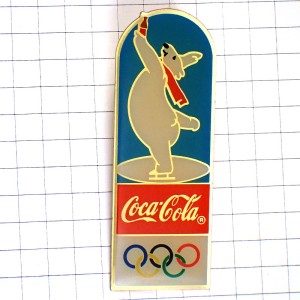 ピンバッジ・コカコーラ白熊のスケート選手オリンピック五輪モスクワ1980ロシア SKATING COCA-COLA BEAR MOSCOW-1980 RUSSIA