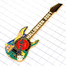 ピンバッジ・ハロウィン音楽エレキギター楽器ハードロックカフェ大阪 HARD-ROCK-CAFE HRC OSAKA HALLOWEEN-2001 JAPAN