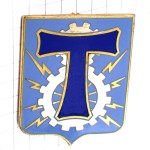 ピンバッジ・「Ｔ」歯車イナヅマ電波ミリタリーフランス軍通信資材局