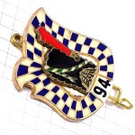 ブローチ・第94歩兵連隊ミリタリー黒い帽子市松模様フランス軍