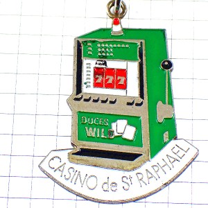 キーホルダー・スロットマシン緑色カジノ７７７