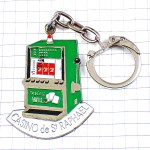 キーホルダー・スロットマシン緑色カジノ７７７