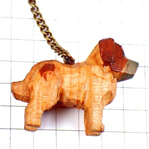 キーホルダー・木彫りの子犬イヌ垂れ耳