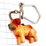 キーホルダー・木彫りの子犬イヌ垂れ耳