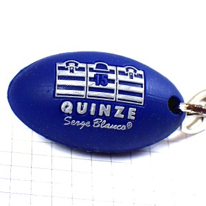 キーホルダー・ラグビー球スポーツ青ブルー紺色 RUGBY FRANCE