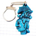 キーホルダー・マヤ文明ヒスイ仮面翡翠風パカル大王メソアメリカ