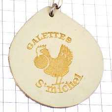 キーホルダー・ニワトリ雄鶏印ガレットお菓子サンミッシェル革製レザー