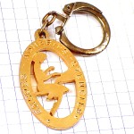 キーホルダー・タイプライターと秘書の女の子ゴールド金色 KORES CARBON WRITING-MACHINE OFFICE-LADY