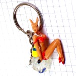 キーホルダー・オランジーナ瓶ボトルと赤いビキニの女の子の動物 ORANGINA PINUP FRANCE