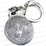 キーホルダー・ライオン印ブルージーンズ洋服シルバー銀色