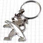 キーホルダー・プジョー車ライオンのロゴ銀色シルバーエンブレム