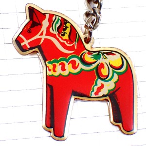 キーホルダー・馬の置物おもちゃ絵柄付きウマ