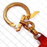 キーホルダー・ＥＤＦ電気会社ブルー茶色レザー革製 EDF GDF ELECTRICITE-DE-FRANCE GAZ-DE-FRANCE FRANCE