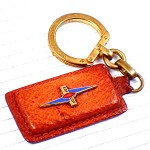 キーホルダー・ＥＤＦ電気会社ブルー茶色レザー革製 EDF GDF ELECTRICITE-DE-FRANCE GAZ-DE-FRANCE FRANCE