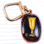 キーホルダー・カフェドレレファンノワール黒い象のコーヒー珈琲ゴールド金色カップ優勝杯 CAFES-DE-L-ELEPHANT-NOIR FRANCE BOURBON