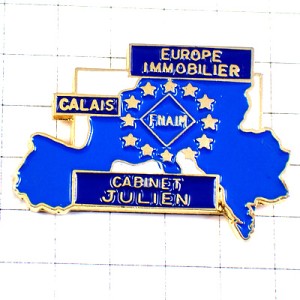 ピンバッジ・ヨーロッパ地図EU欧州連合スター星の欧州旗ブルー青