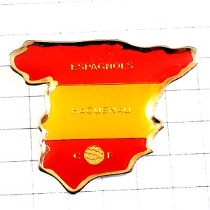 ピンバッジ・スペイン国旗色の地図型 SPAIN MAP HAGUENAU