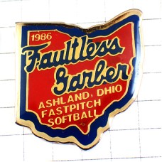 ピンバッジ・オハイオ州の形アメリカ/USA米国 OHIO MAP SOFTBALL FAULTLESS-BARBER