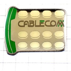 ピンバッジ・緑色の電話の受話器ケーブルコム