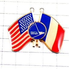 ピンバッジ・プラットアンドホイットニー航空フランス国旗アメリカ星条旗/USA米国 PRATT&WHITNEY ENGINE FLAG FRANCE