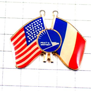 ピンバッジ・プラットアンドホイットニー航空フランス国旗アメリカ星条旗/USA米国 PRATT&WHITNEY ENGINE FLAG FRANCE