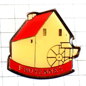 ピンバッジ・赤い屋根の水車小屋