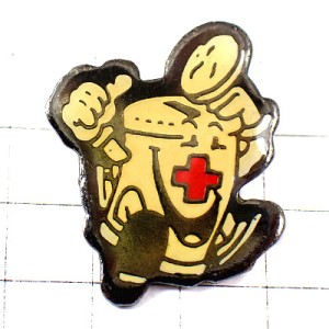 ピンバッジ・赤十字社コイン寄付貯金箱くん