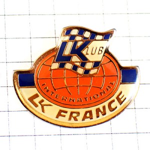 ピンバッジ・チェッカーフラッグ旗インターナショナルLKフランス LK-FRANCE