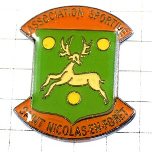 ピンバッジ・トナカイ鹿の紋章サンニコラ SAINT-NICOLAS-EN-FORET FRANCE