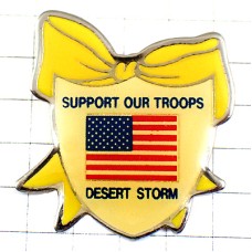 ピンバッジ・黄色いリボン砂漠の嵐作戦イラク戦争アメリカ米軍/USA星条旗国旗 SUPPORT-OUR-TROOPS DESERT-STORM ピンバッジ・黄色いリボン砂漠の嵐作戦イラク戦争アメリカ米軍/USA星条旗国旗 SUPPORT-OUR-TROOPS DESERT-STORM