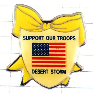 ピンバッジ・黄色いリボン砂漠の嵐作戦イラク戦争アメリカ米軍/USA星条旗国旗 SUPPORT-OUR-TROOPS DESERT-STORM